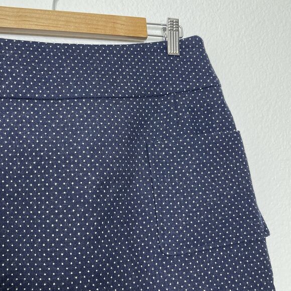 Hobbs London Mini Skirt US 8 UK 12 Blue Polka Dot Wool Blend Preppy A Line Paris - Picture 5 of 8